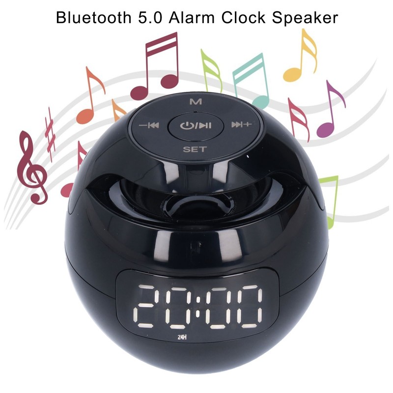 Multifunctional Bluetooth 5.0 Alarm Clock Speaker Rechargeable Ball Shape Portable
