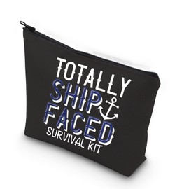 WCGXKO Cruise Trip Gift Cruise Bachelorette Party Favor Totally Ship Faced Zipper Makeup Bags Travel Toiletry Bag Accessories (Totally Ship Faced black)
