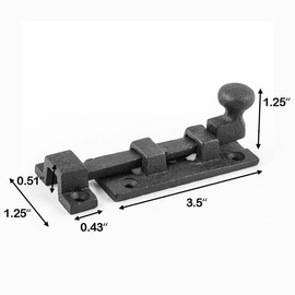 Renovators Supply Manufacturing Slide Bolt Latch 3.5 in. Black Wrought Iron Ball Tip Style Slide Bolt with Mounting Hardware