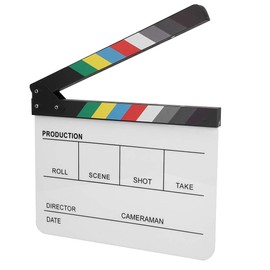 Film Flap, Acrylic Plastic Colourful Director Scene Film Flap, TV/Movie Action Film Cut Prop with White/Black Sticks for Shoot Props/Advertising (Colour: White)