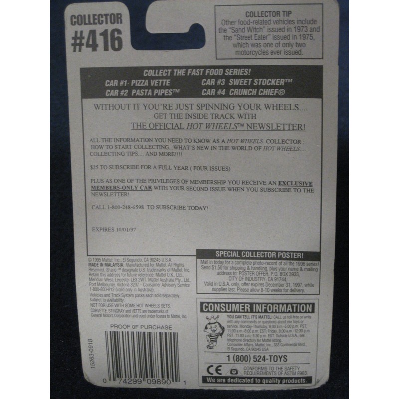 Hotwheels Pizza Vette-Fast Food Series #1 of 4 #416