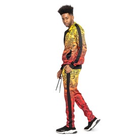 G-Style USA Men's Paisley Gradient Ombre Track Suit Set ST803 Red - 4X-Large