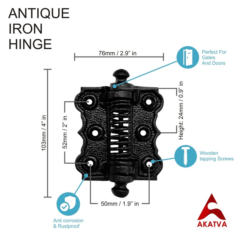 Akatva Self Closing Gate Hinges - Gate Closer Heavy Duty
