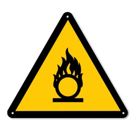 Oxidizing Flammable Warning Sign - 8 Inch Triangle PVC Sign - Premium PVC Sign For Workplace Warehouse Jobsite OSHA Regulation - Weather Proof Fade Resistant - Made In USA - PVC0262