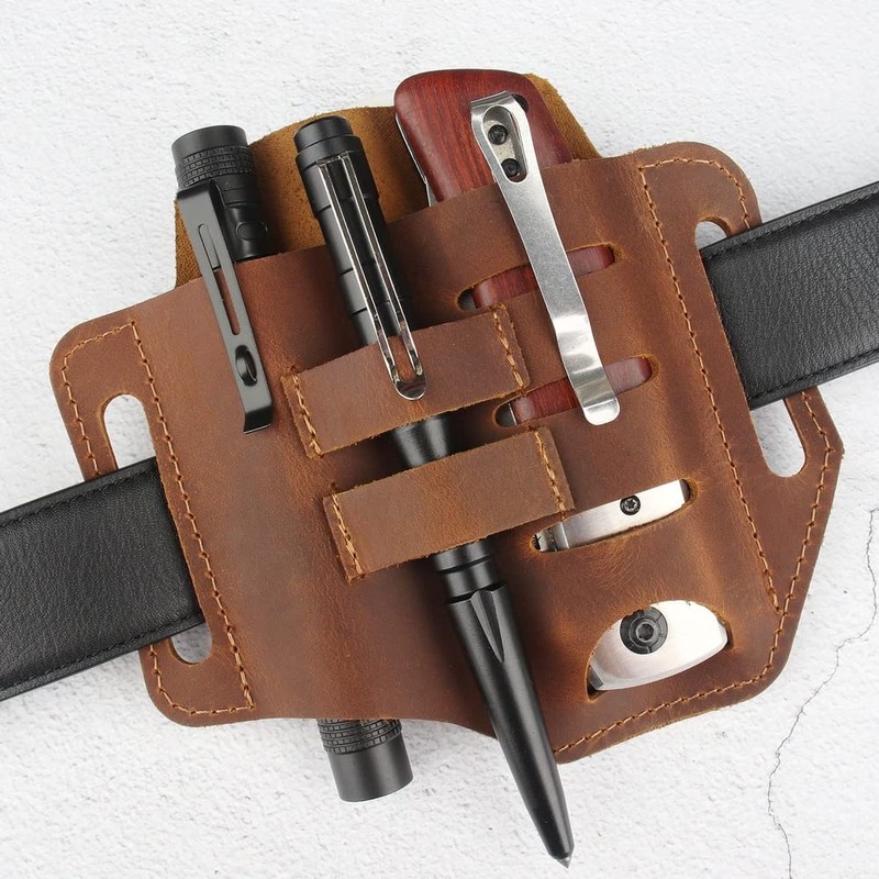 SSDH Tactical Tool Belt Multifunctional Leather Tool Belt Key Flashlight