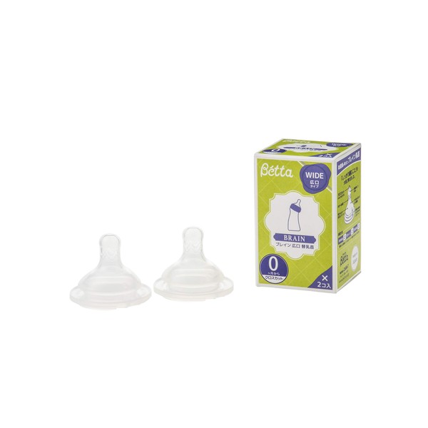 Betta Dr. Betta Baby Bottle, Wide Mouth Replacement Nipple, Set of 2, Cross Cut, 2 Pieces (x1), 0 Months and Up