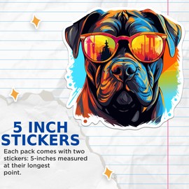 (2 Pack) Cane Corso Dog Stickers - Cane Corso with Sunglasses - Choose FromOver 100 Dog Breeds - 5 Inches On Longest Side - Premium Vinyl - Made in USA - BMCS0333