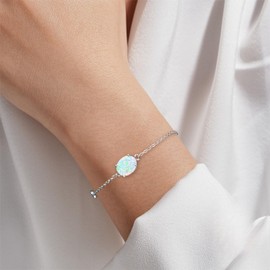 KristLand Women's Bracelet Sterling Silver Platinum Electroplated Silver Bracelet with Beautiful Opal Zirconia Stones Party Wedding Birthday Luxury Visual Gift Women Girls, Sterling Silver