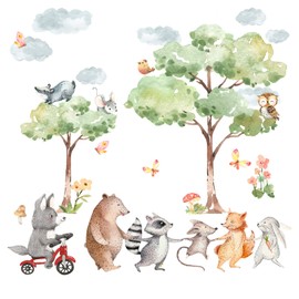Grandora DL802-2 Forest Animals Wall Sticker for Children's Room Baby Wall Sticker Tree