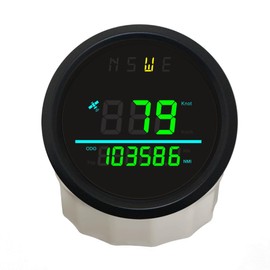 ELING 85MM Digital GPS Speedometer Odometer Gauge with Backlight for Vessels Yachts Speedboats 12V 24V (Black+Black, Green Backlight)