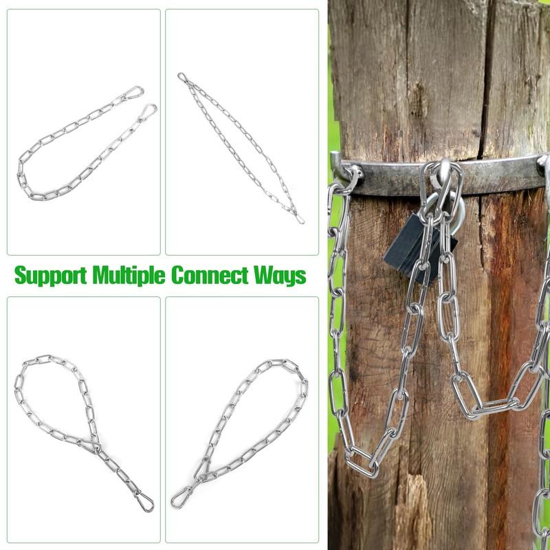Urkupoo 2 Pack Outdoor Gate Chain Lock with 4 Carabiners,