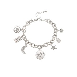 Personalization Collection Gold Plated Zodiac Bracelet | Constellation Symbol | Name Plate | Moon | Constellation | Star | Stone | Charms | Chain Bracelet for Women Gifts (Silver Plated - Virgo)