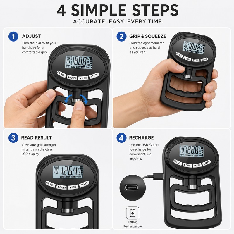 Digital Grip Strength Tester for Men & Women – 265