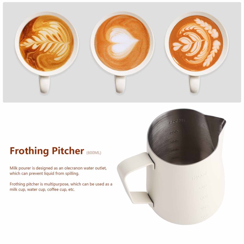 Stainless Steel Frothing Pitcher Milk Frothing Cup with Measurement Scales
