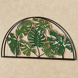 Touch of Class Tropic Monstera Leaves Arched Wall Art - Metal - Black, Bronze, Green - Tropical Decor for Bedroom, Bathroom, Dining Room, Living Room, Office - Openwork Dimensional