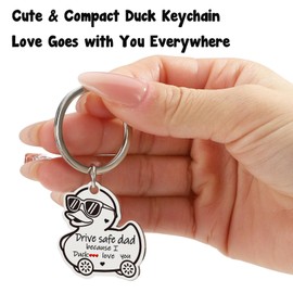 XgiftCreat Valentines Keychain Gifts for Dad - Drive Safe Dad I Love You, Keyring Key Chain Birthday Valentine’s Day Funny Heartwarming Gifts for Men Dad from Daughter Son