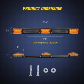 Nilight 9 LED Marker Tail Trailer Light Bar 14.2Inch 1PC Amber 2 Years Warranty