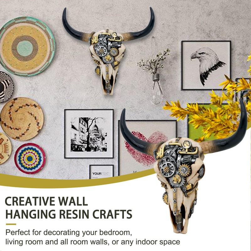 Steampunk Cow Skull Wall-Decor - Western Bull Head Skull Wall