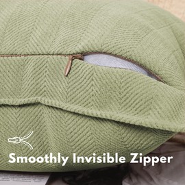 Pillow Covers 45x45 cm Set of 2, Chenille Pillow Covers with Elegant Design, JOMWEN Soft and Luxurious Decorative Throw Pillows for Couch, Bed, Living Room Home (Chenille Sage Green, 45 x 45cm)