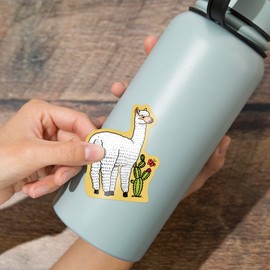 Die Cut Sticker White Alpaca and Cactus Doodle Artwork Vinyl Sticker 3 to 6 inches, (Waterproof Decal for Cars, Water Bottles, Laptops, Coolers), Large