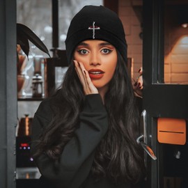 Black Beanie for Men Women Beanies Hats Men Christian Jesus Cross Beanie Warm Winter Hat for Men Women Knitted Hat Skull Beanie Cap Soft Cotton Cuffed Beanie Knit Chemo Cap Headwear Hip Hop Gift