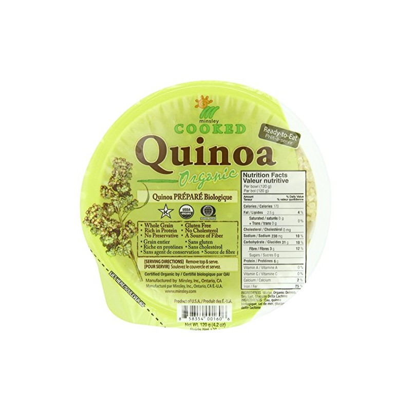 Minsley Organic Quinoa, 4.2 Oz, Cooked and Ready to Eat,