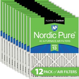 Nordic Pure 16x24x1 (15 1/2 x 23 1/2 x 3/4) Pleated Air Filters MERV 13 Plus Carbon 12 Pack
