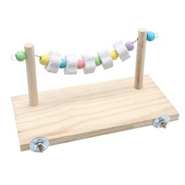 Wontee Wooden Stand Platform with Grinding Toys Bird Perch Stand for Parakeets Cockatiels Conures Rats Gerbils Chinchillas Squirrels