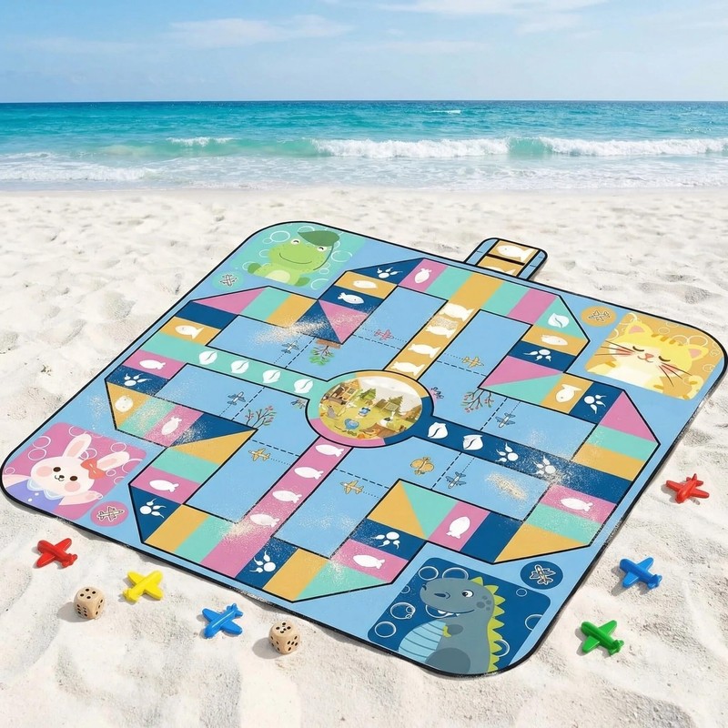 Keepatyart Flying Chess Picnic Blanket 80 x 80 Inch, Waterproof