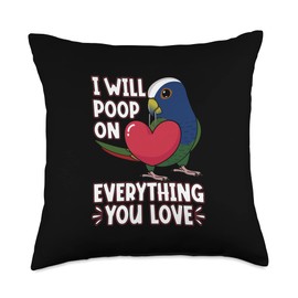 Poop On Everything You Love I White-capped Pionus Parrot Throw Pillow