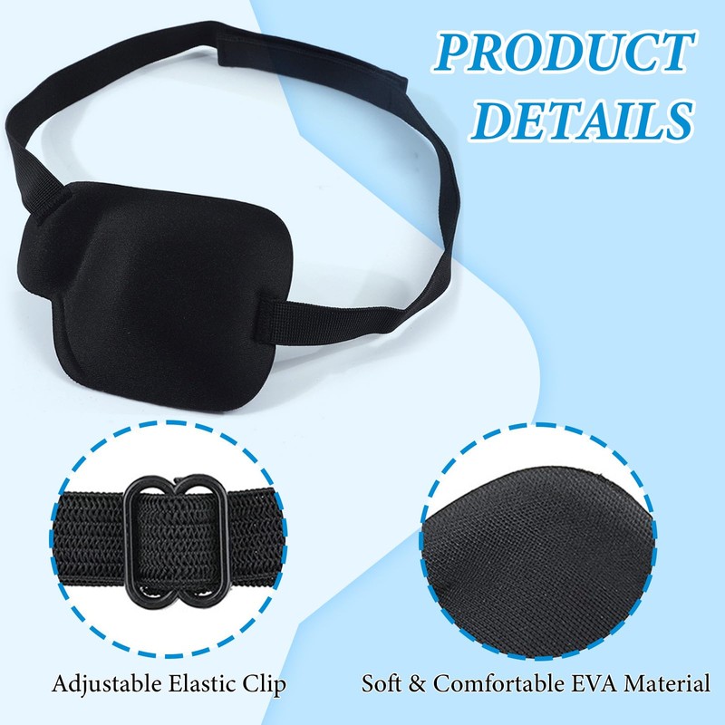 Pack of 2 Single Eye Patches, Three-Dimensional, Elastic, Adjustable Eye