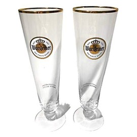 Warsteiner Gold Rimmed Pilsner Glass | 0.2 L | Das Einzig Wahre 1753 | Pair of Two (2) | New