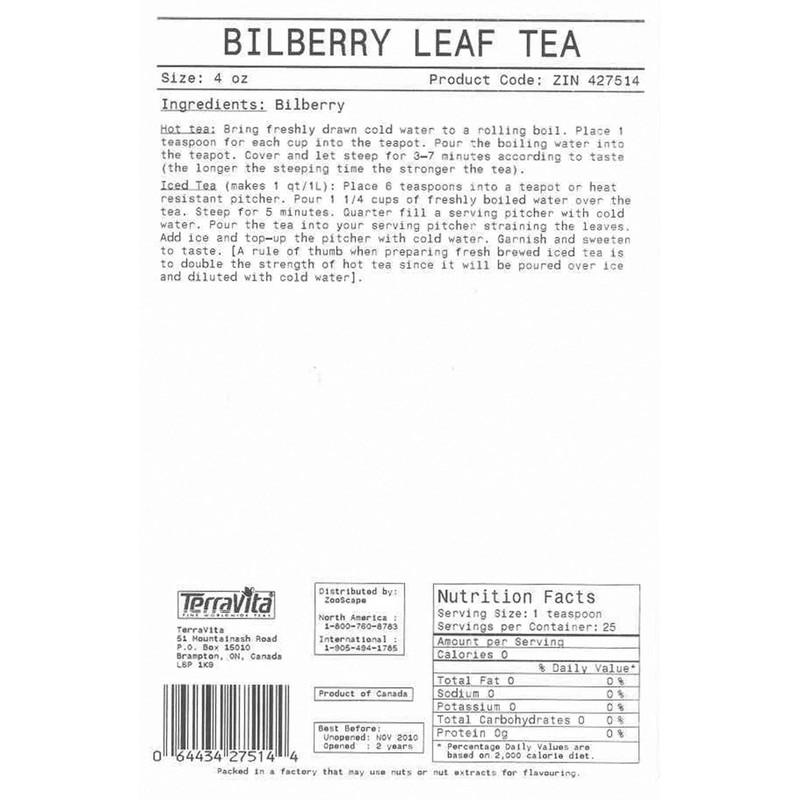 Bilberry Leaf Tea (Loose) (4 oz, ZIN: 427514)