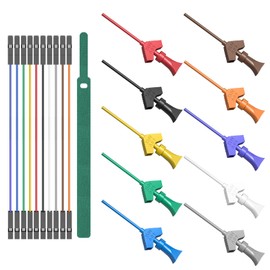 Cleqee Mini Gripper SMD IC Test Hook Clip Jumper Probe Test Lead Kit for Logic Analyzers - 10 Colors, 10 Groups