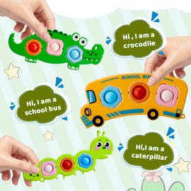 Afufu 3PCS Fidget Popper Sensory Toys for Toddlers 10+ Months, Baby Montessori Early Development & Educational Toys for Fine Motor Skills, Stress Relief, Travel Activities, Autism Gift for Boys Girls