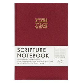 Inspirational Bible Journal Notebook, Christian Journals for Women & Men, Unique Verse On Each Page, Any-Year Monthly Planner & Yearly Scripture Reading Plan, 240 Pages, 8.3 x 5.7”, Christian Gifts