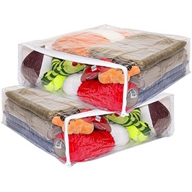 2 x Comforters - 23x23x12 / Heavy Duty Vinyl Zippered Storage Bags (Clear) Sweaters, Blankets, Comforters, Bedding Sets.…