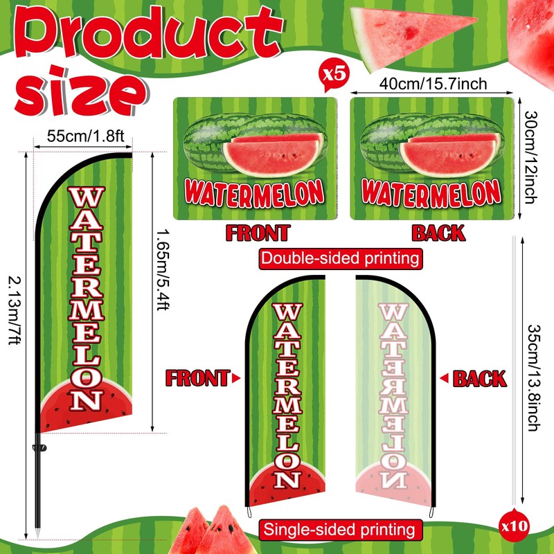 Hillsuren Watermelon Advertising Feather Flag Pole Kit Include 7 ft