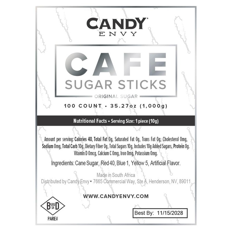 Candy Envy - 100 ct Silver Cafe Sugar Sticks Rock