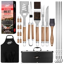 Kaluns Grilling Accessories, Dad Gifts for Fathers Day Grilling Gifts, Heavy Duty Stainless Steel Grill Set BBQ Grill Accessories for Outdoor Grill with Aluminum Case and Apron, Best Gifts for Men Dad