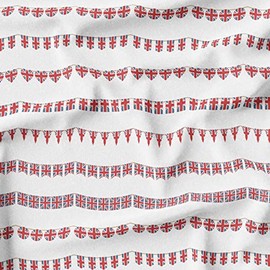Premium Britain Jubilee Quilting Cotton Fabric Sold Per Metre Platinum Queen's UK England Flag Union Jack London Bridge Hearts Cups Crowns London Celebration Events Royal Projects (Bunting)