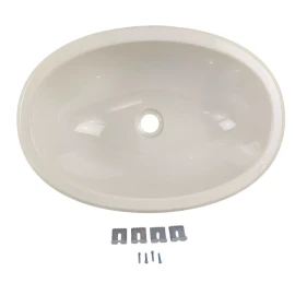 Dehco RV Bathroom Sink 17 x 12 Oval Biscuit Plastic Single Bowl Camper Trailer