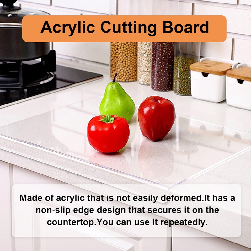 Acrylic Chopping Board Transparent Non Slip Cutting Board with Lip