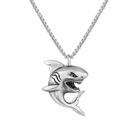 DUTACK The style is simple: the silver shark chain, the necklace for the man, the party jewels, Zinc