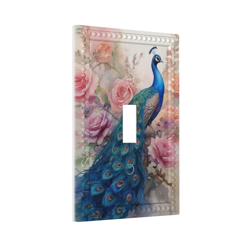 HLCoChTDecorative Art Light Switch Covers Peacock Amidst a Blush of