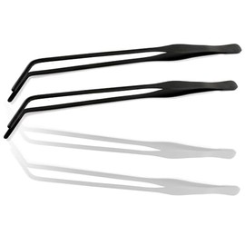 PRECISE CANADA 2 Pcs 12 inches Stainless Steel Tweezers Curved Tips Forceps Tweezers Tongs with Comfortable Ridged Handle for Beauty Crafting Cooking Repairing and General Purpose