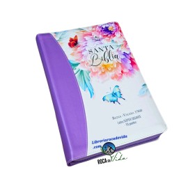 Biblia Con Cierre Letra Super Gigante 19 Punto RVR.1960.Jardín Lila Floral Index