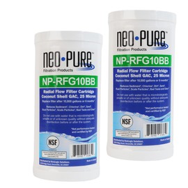 Neo-Pure NP-RFG10BB 10" BB Radial Flow GAC Carbon Filter 25 micron Compatible for for GE FXHTC, GXWH40L, GXWH35F, GNWH38S, Culligan RFC-BBSA, WRC25HD, PP10BB-CC, Pentek RFC-BB - 2 Pack