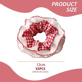 Pack of 3 Checked Hair Bobbles, Elastic Hair Ropes, Fashionable Hair Accessories for Women, Solid Hair Bobbles with Low Ponytail, Creative Fashionable Headwear, Hair Accessories Rings
