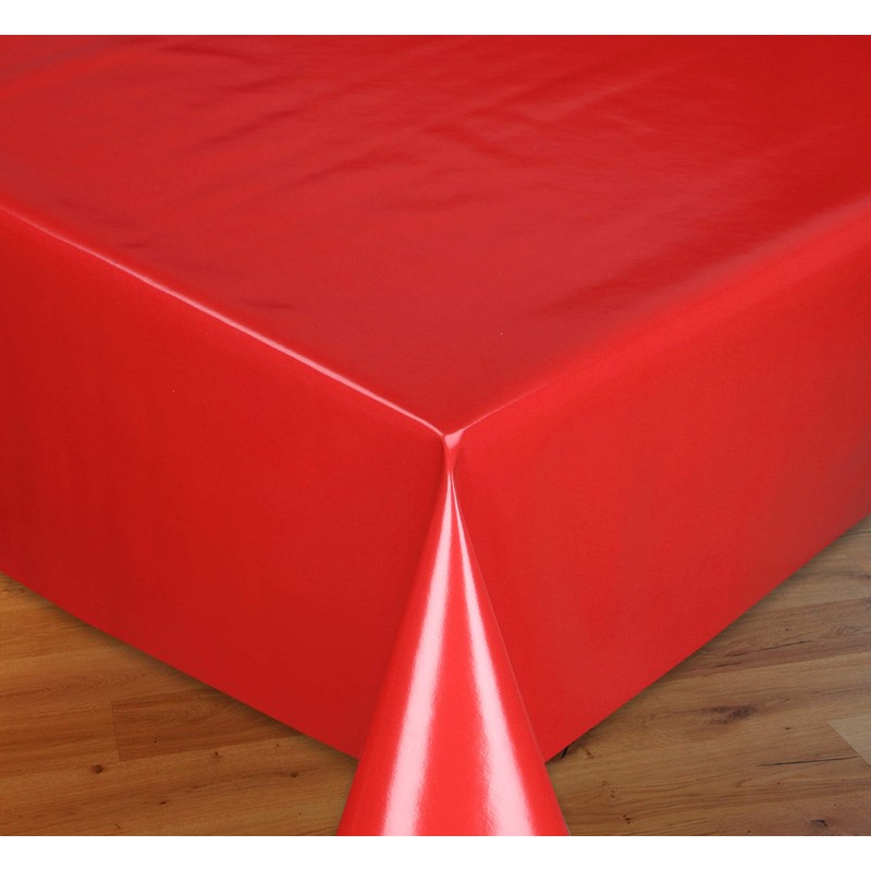 Oilcloth Tablecloth, Wipe Clean, Smooth Surface, Plain Motif, Red, Choice